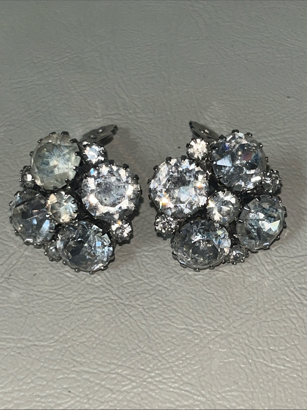 Weiss Crystal Cluster Clip-On Brooch